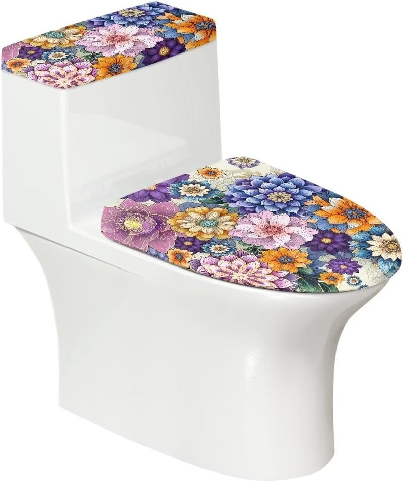 Flashideas Boho Flower Toilet Cover Seat Toilet Seat Covers for Bathroom Easy to Clean Toilet Lid Cover Bathroom Decoration Accessories Seat Covers Fits Most Lids for Accessories Decor - Image 2